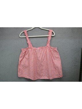 Kate Spade NY Pastel Plaid Cropped Strappy Top-Size Large-Cottagecore-Preppy